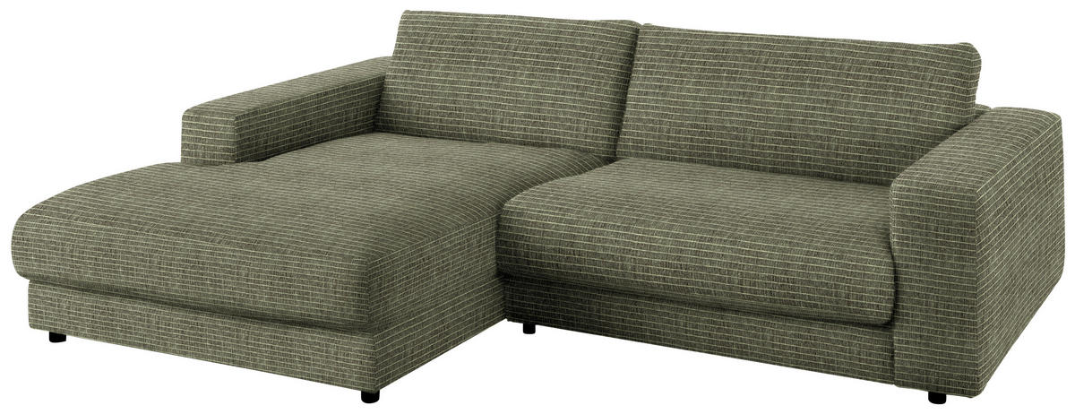 ECKSOFA in Chenille Grün  - Schwarz/Grün, Design, Kunststoff/Textil (190/270cm) - Lomoco