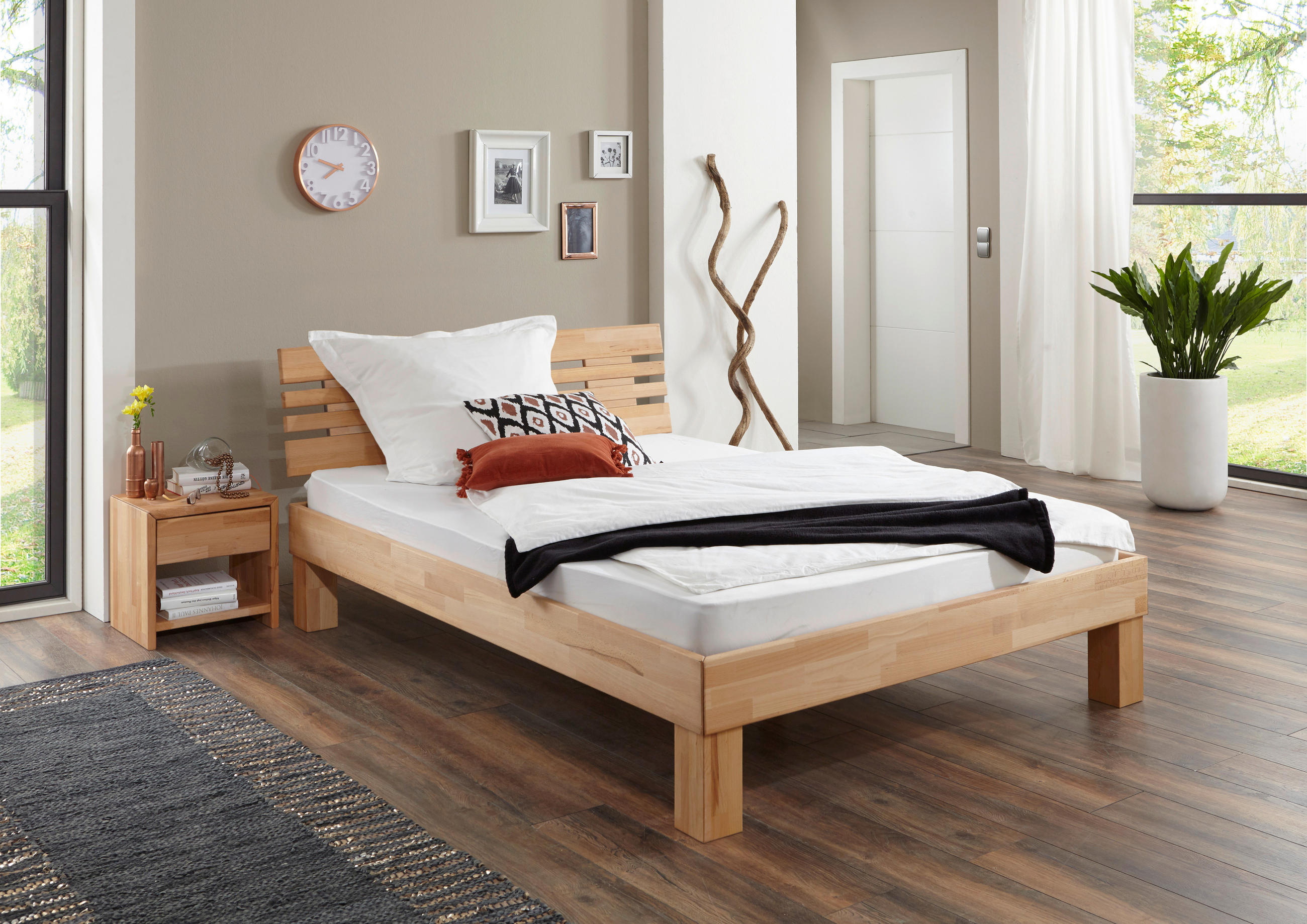 BETT 90/200 cm  in Kernbuche  - Kernbuche, KONVENTIONELL, Holz (90/200cm) - Boxxx