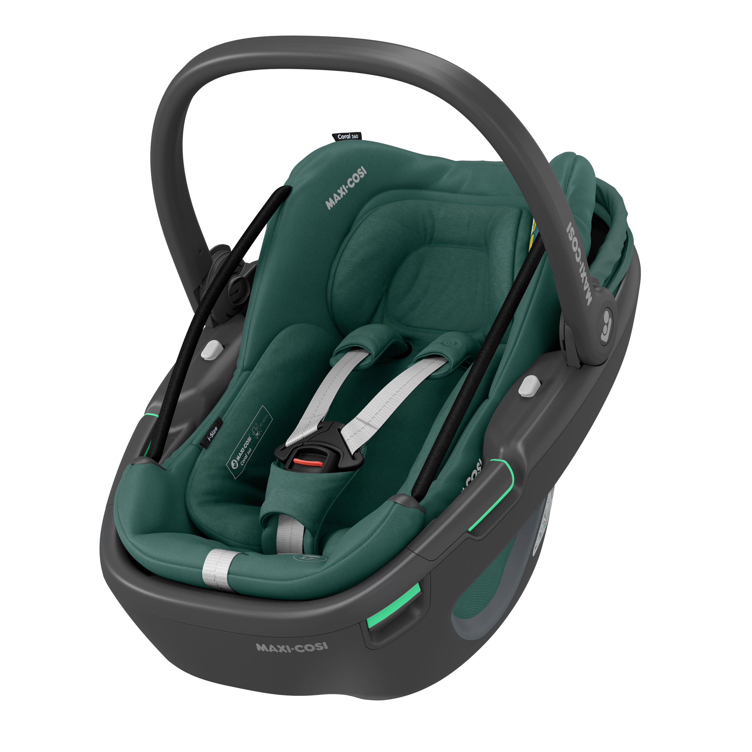 BILBARNSTOL Coral 360  - svart/mörkgrön, Basics, metall/textil (44/58/68cm) - Maxi-Cosi