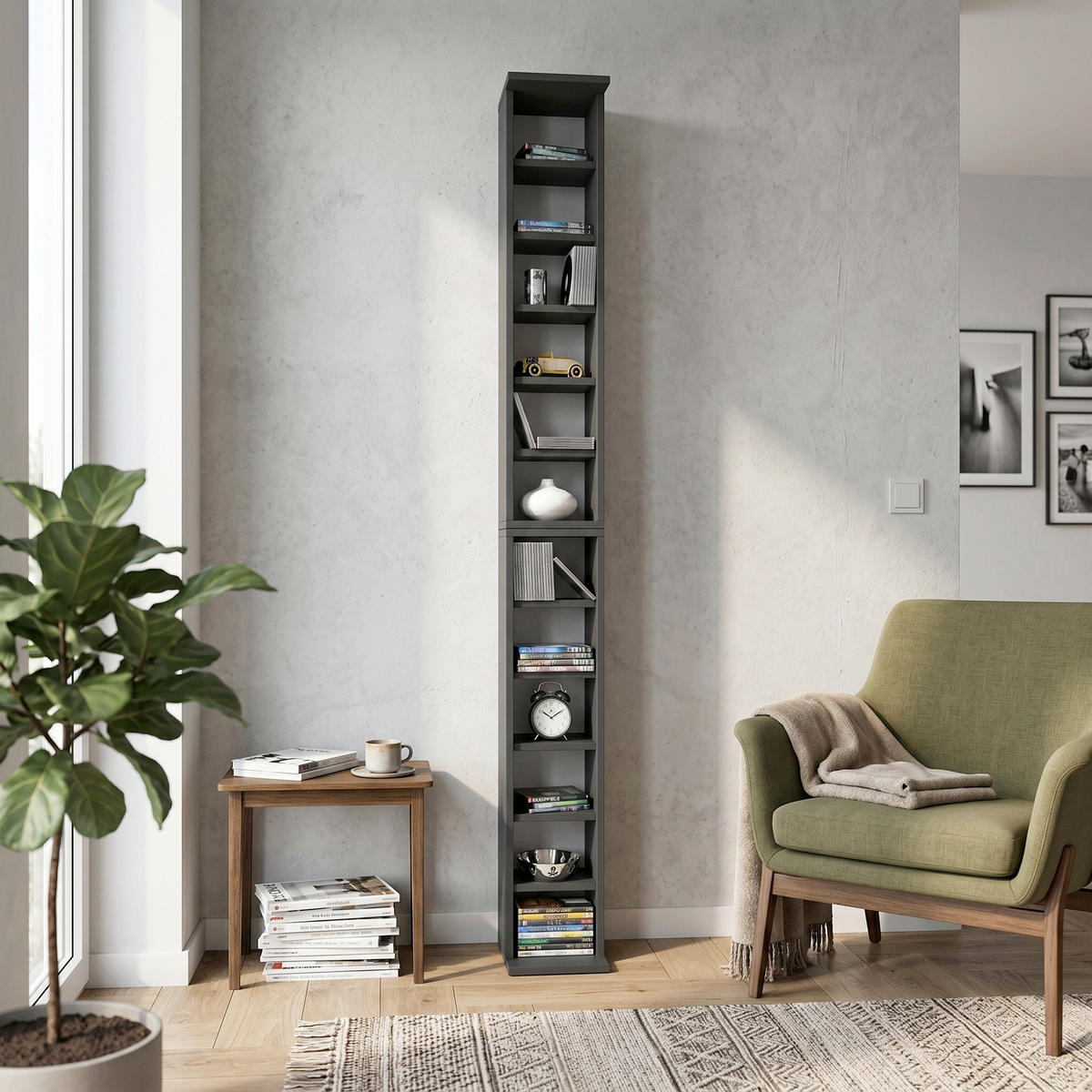 CD-HYLLA 21/183/20 cm  - svart, Basics, trämaterial (21/183/20cm) - MID.YOU