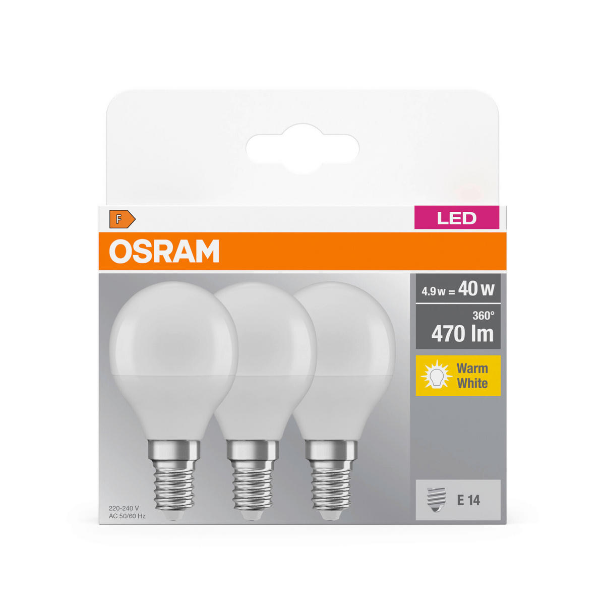 LED-LEUCHTMITTEL   E14 4,9 W 470 lm  - Weiß, Basics, Kunststoff (4,5/8,2cm) - Osram