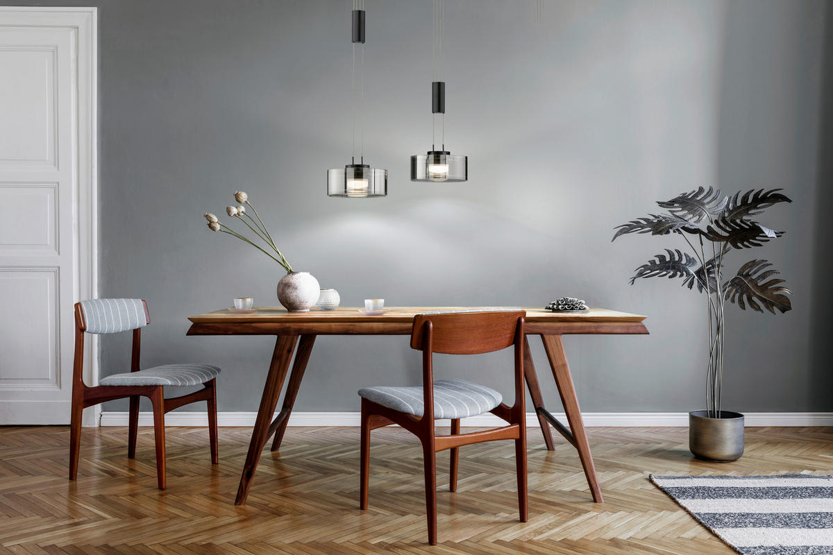 LED-PENDELLEUCHTE Lavin 64/20/160 cm  - Schwarz, Design, Glas/Metall (64/20/160cm) - Fischer & Honsel