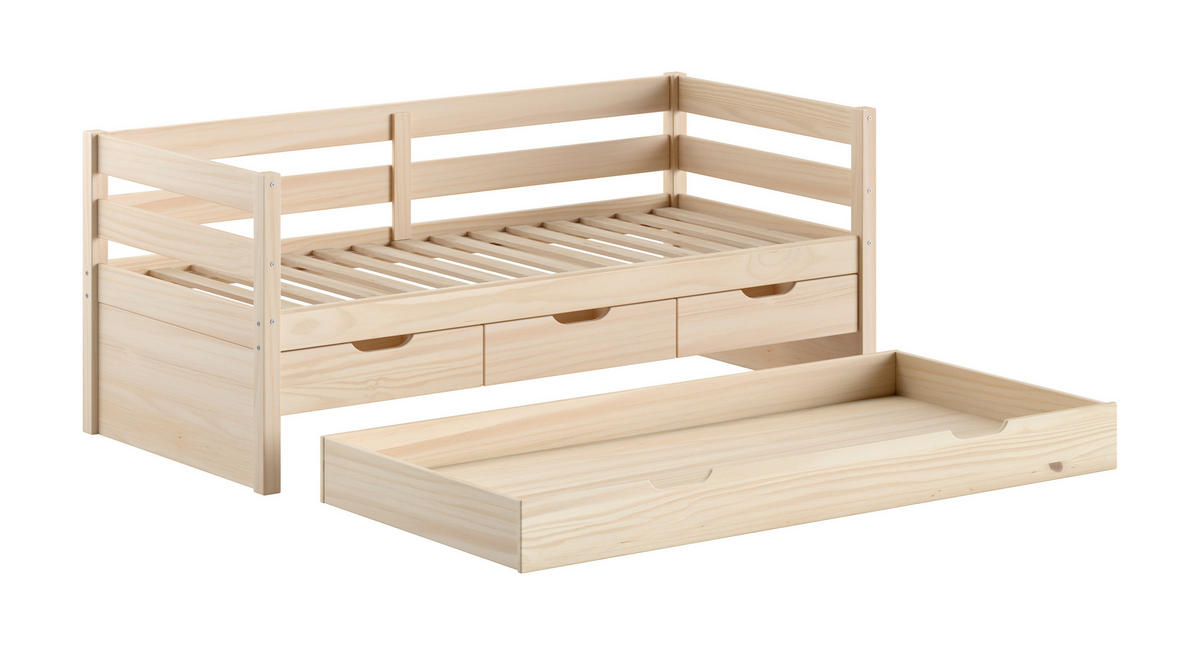 AUSZIEHBETT 90/200 cm  in Weiß  - Naturfarben/Weiß, MODERN, Holz (90/200cm) - Vipack