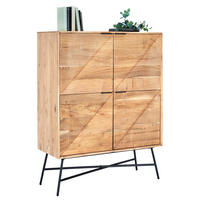 VYSOKÁ KOMODA, akácie, černá, barvy akácie, 105/135/45 cm - černá/barvy akácie, Trend, kov/dřevo (105/135/45cm) - Ambia Home