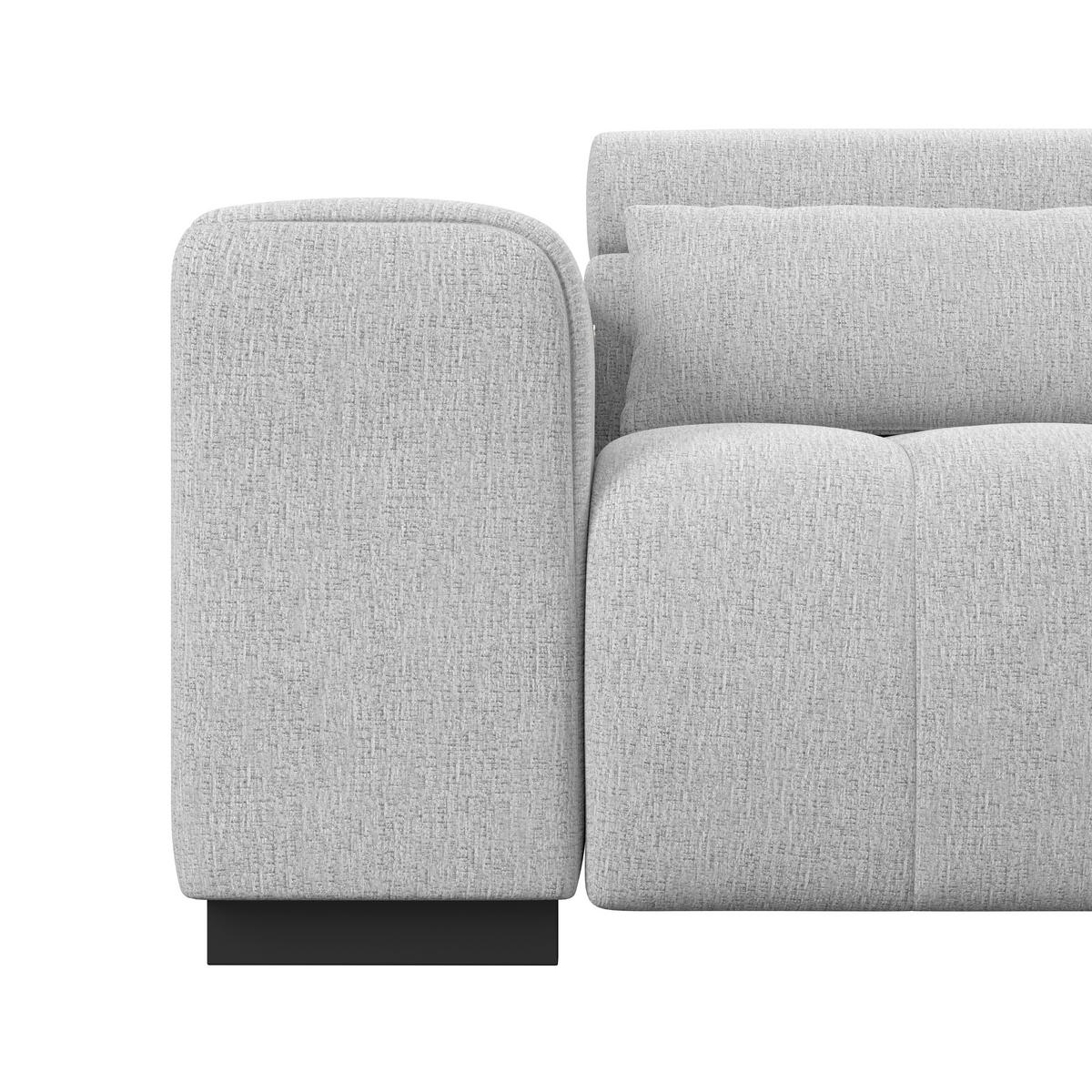 ECKSOFA MATERA Hellgrau Chenille, Struktur Nierenkissen, Kopfteilverstellung, Sitzvorzug  - Hellgrau/Schwarz, Trend, Holz/Textil (311/226cm) - MID.YOU