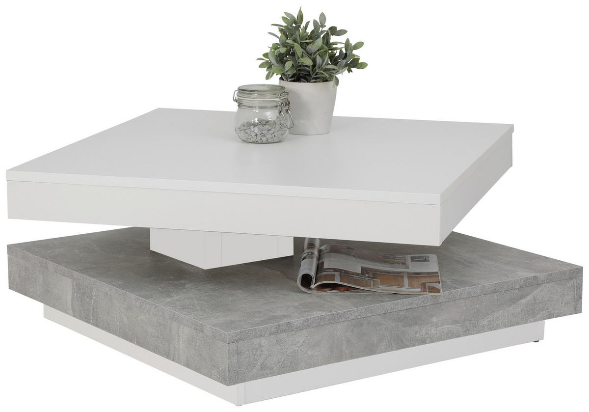 COUCHTISCH 67/67/35 cm quadratisch Grau, Weiß  - Weiß/Grau, Basics, Holzwerkstoff (67/67/35cm) - Boxxx