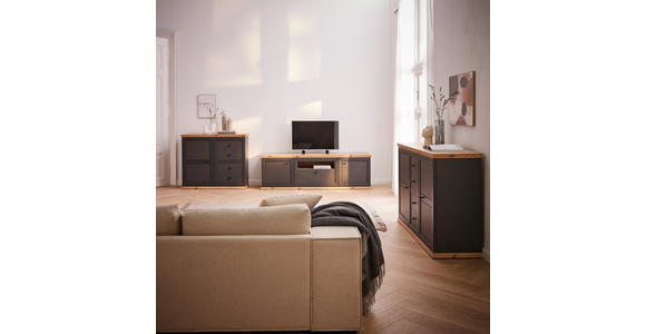 SIDEBOARD Anthrazit, Eiche Artisan Einlegeböden - Anthrazit/Eiche Artisan, LIFESTYLE, Holzwerkstoff/Metall (148,6/89,5/43cm) - Hom`in