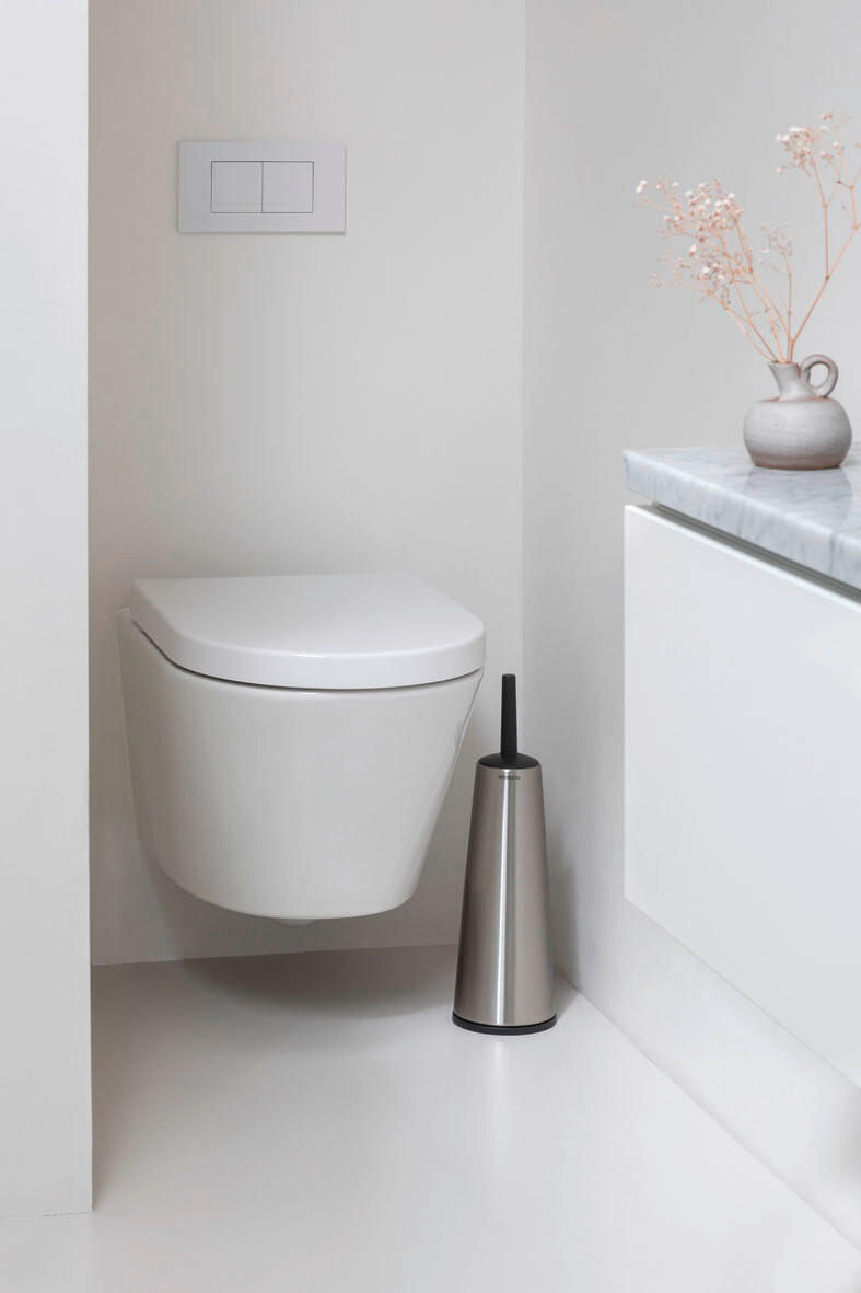 WC GARNITURA SA ČETKOM  boja nerđajućeg čelika  metal  - boja nerđajućeg čelika/crna, Osnovno, metal/plastika (12/42/12cm) - Brabantia