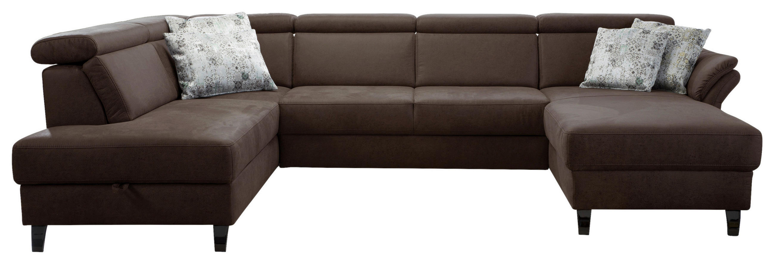 WOHNLANDSCHAFT Cognac Mikrofaser  - Cognac/Schwarz, KONVENTIONELL, Textil/Metall (193/317/165cm) - Sit & More