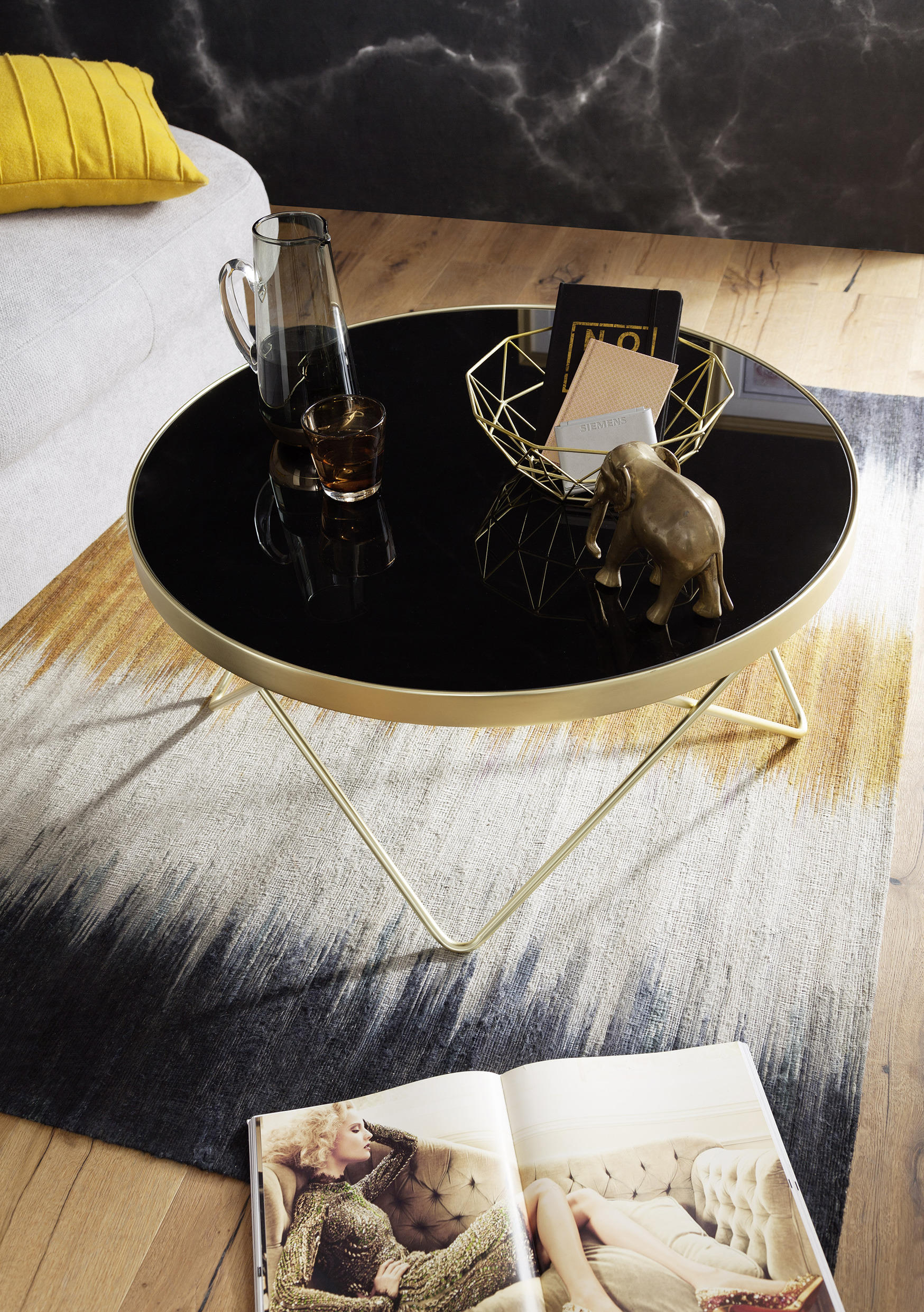Mid.you Couchtisch Schwarz, Gold 82x39x82 cm