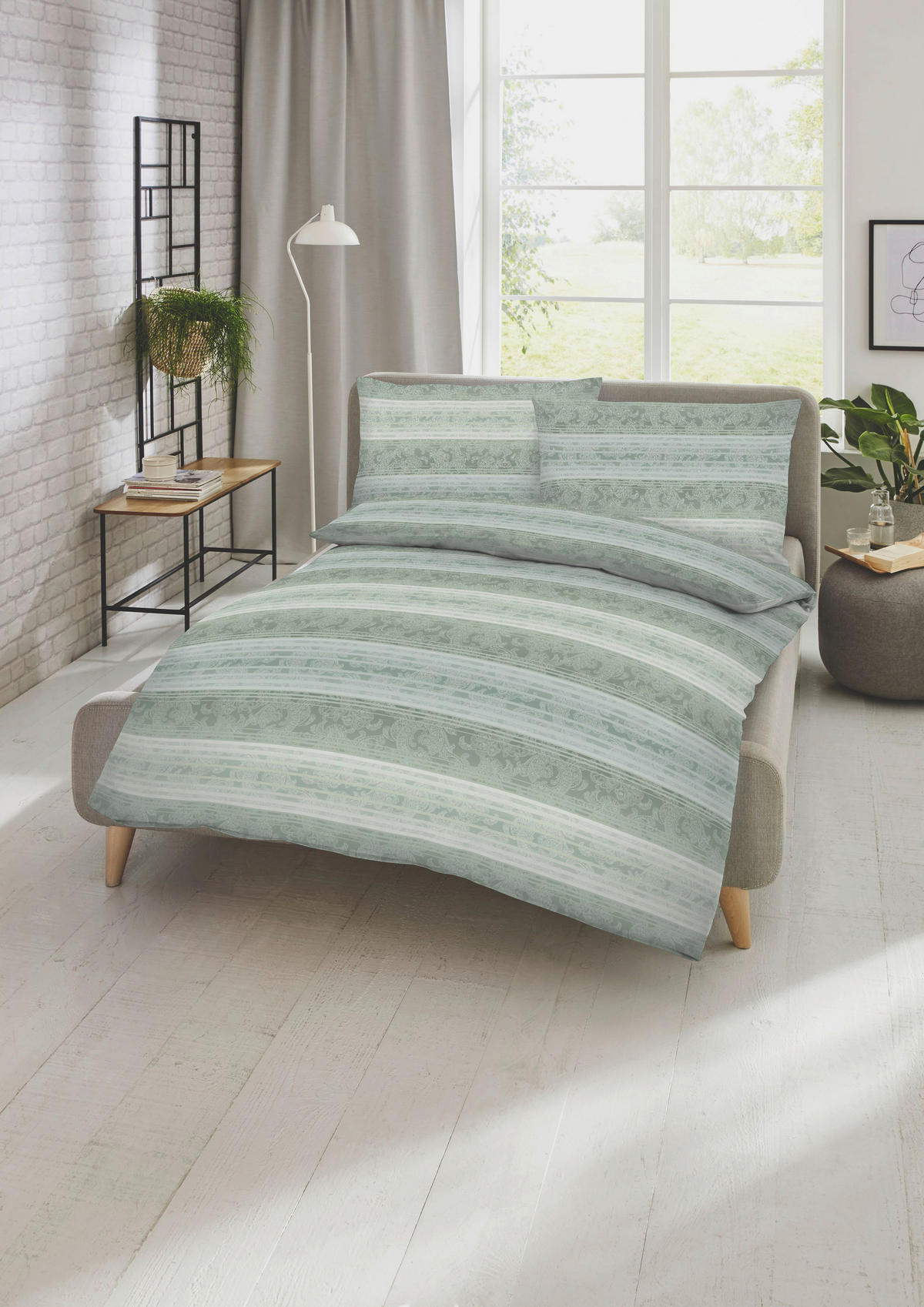 BETTWÄSCHE Palace Makosatin 140/200 cm  - Khaki, Design, Textil (140/200cm) - Kaeppel