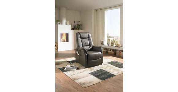 FERNSEHSESSEL  mit Relaxfunktion, Aufstehhilfe Kombination Echtleder/Lederlook Lederlook Braun  - Schwarz/Braun, KONVENTIONELL, Kunststoff/Textil (77/109-85/87-158cm) - Cantus