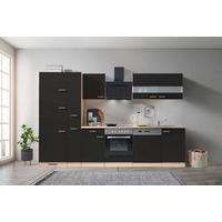 KÜCHENBLOCK 310 cm   in Schwarz, Eichefarben  - Eichefarben/Schwarz, Basics, Holzwerkstoff (310cm) - Respekta