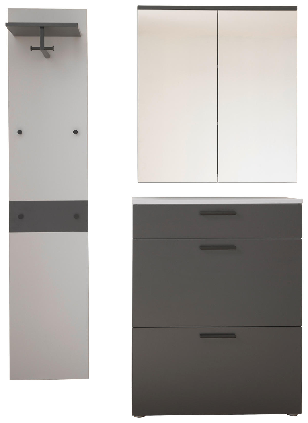 GARDEROBE 3-teilig  in 220/200/38 cm  - Anthrazit/Grau, KONVENTIONELL, Holzwerkstoff (220/200/38cm) - Moderano