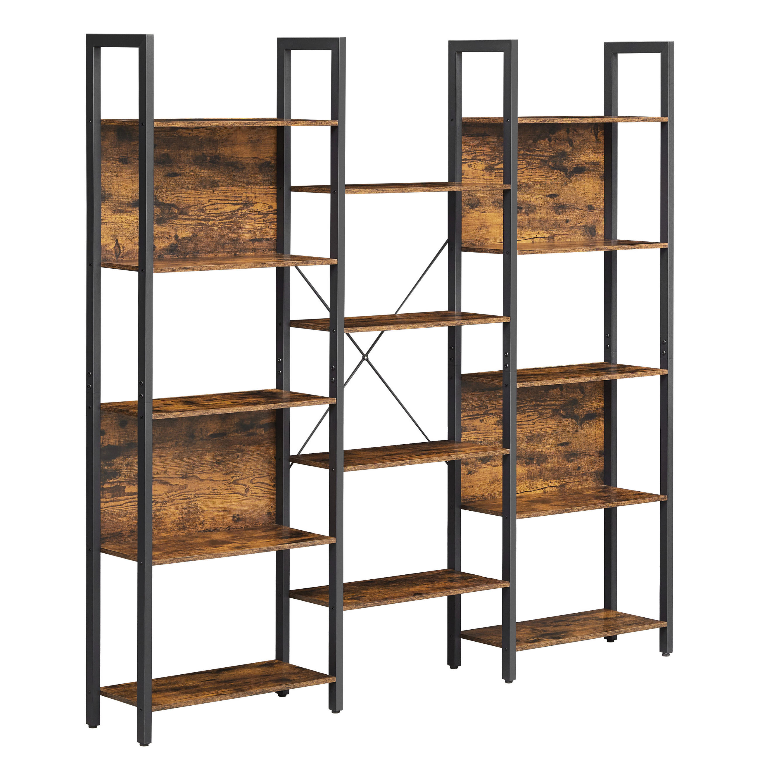 REGÁL, hnedá, čierna, 158/166/24 cm - hnedá/čierna, Trend, kompozitné drevo (158/166/24cm) - Boxxx