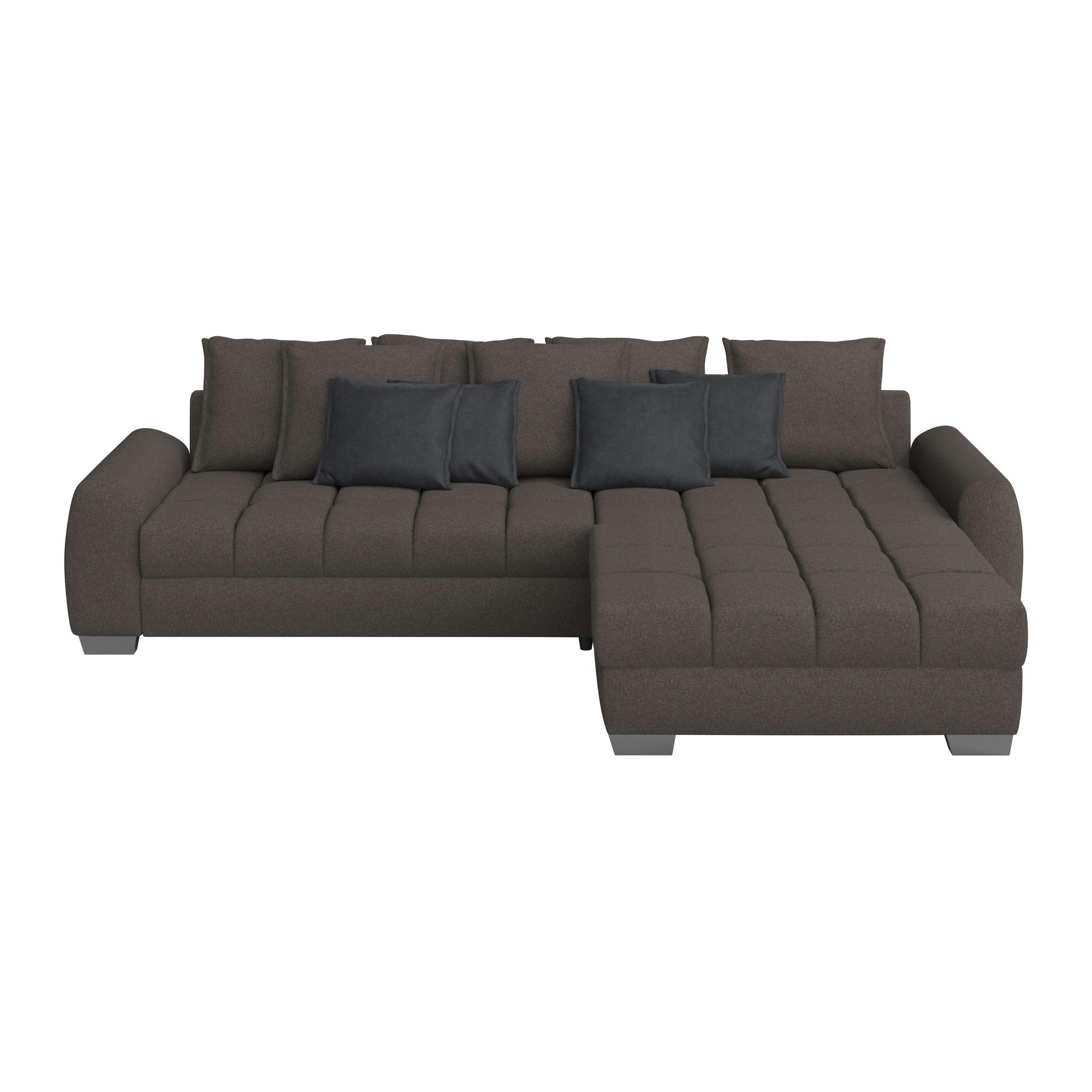 ECKSOFA in Mikrofaser Dunkelbraun  - Chromfarben/Dunkelbraun, Design, Kunststoff/Textil (320/226cm) - Carryhome