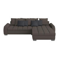 ECKSOFA in Mikrofaser Dunkelbraun  - Chromfarben/Dunkelbraun, Design, Kunststoff/Textil (320/226cm) - Carryhome