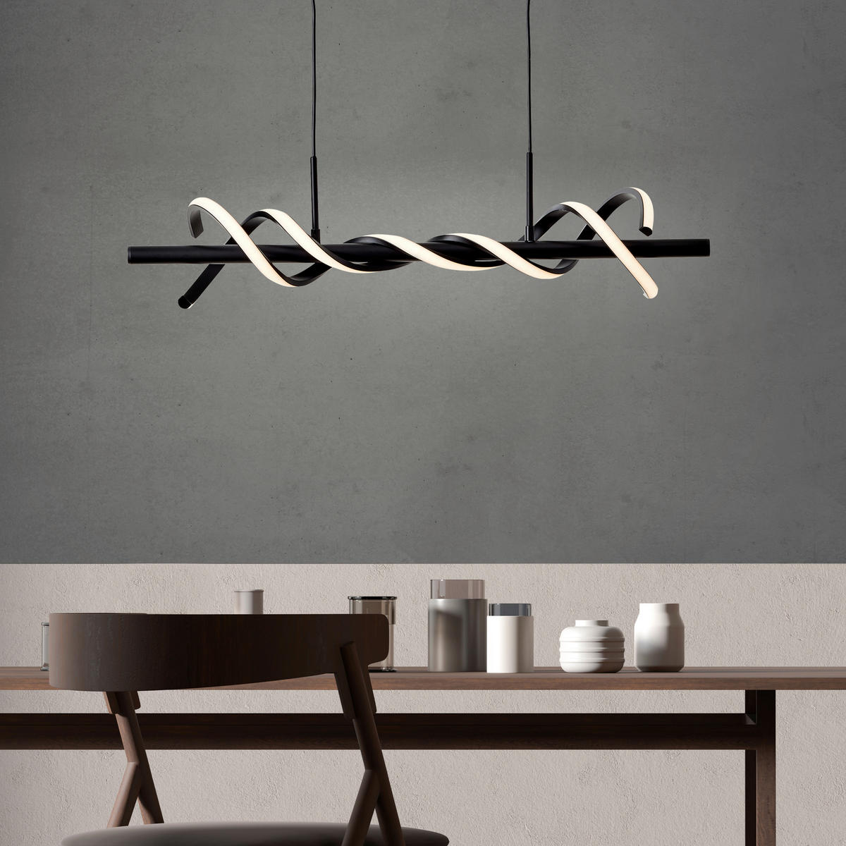 LED-PENDELLEUCHTE 75,5/18/150 cm  - Schwarz, Design, Kunststoff/Metall (75,5/18/150cm) - Brilliant