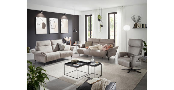 2-SITZER-SOFA in Lederlook Hellgrau - Hellgrau/Schwarz, KONVENTIONELL, Textil/Metall (216/103/92cm) - Dieter Knoll