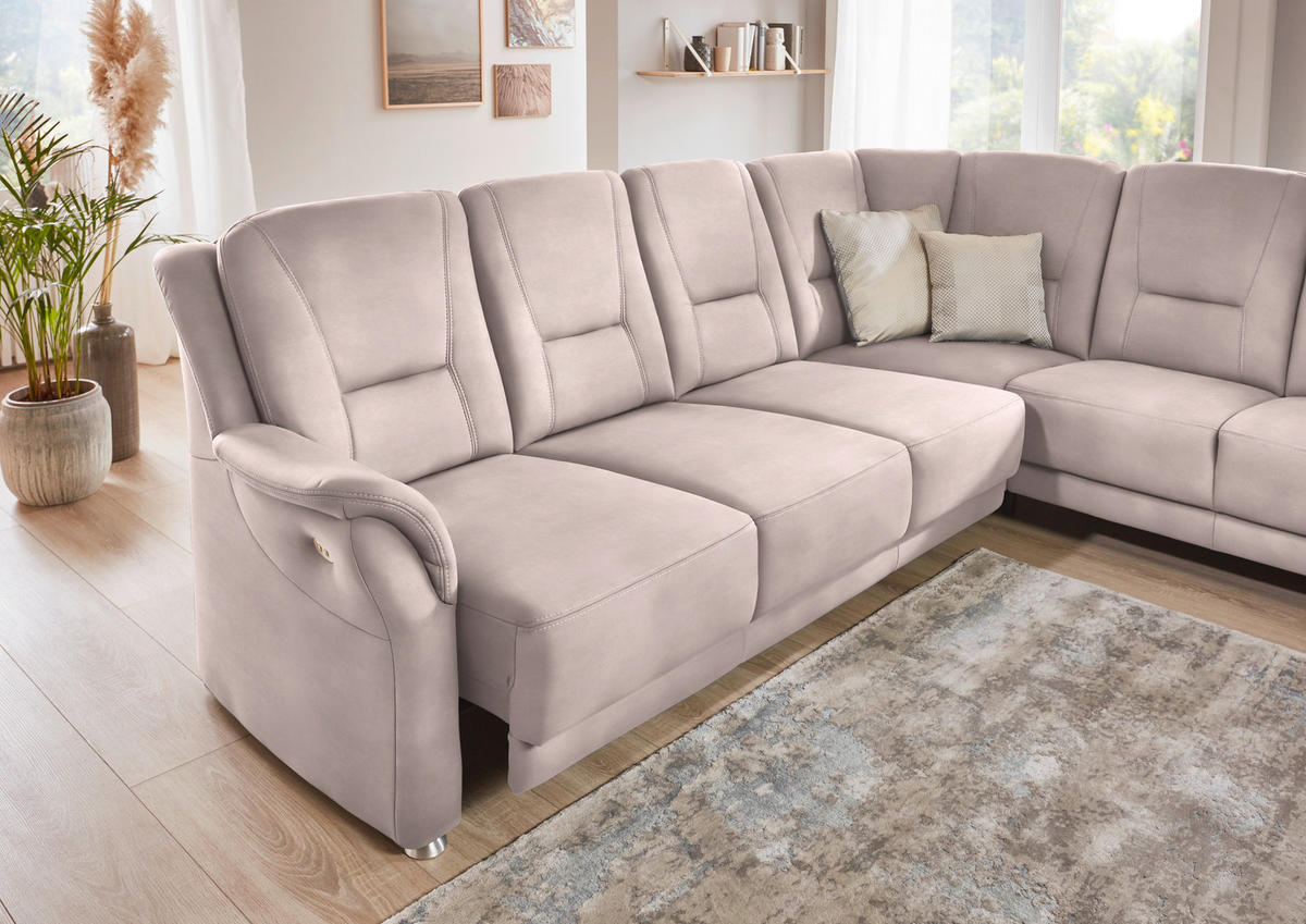 ECKSOFA in Mikrofaser Rosa  - Beige/Alufarben, Konventionell, Textil/Metall (275/223cm) - Beldomo Comfort