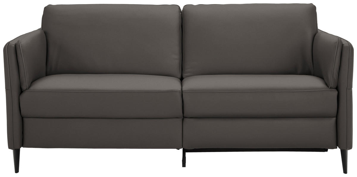 3-SITZER-SOFA Echtleder Mokka  - Schwarz/Mokka, Design, Leder/Metall (190/84/99cm) - Dieter Knoll