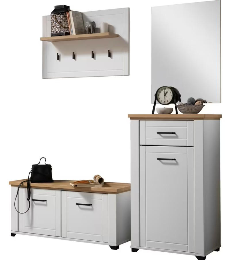 GARDEROBE 4-teilig  in 175/194,5/41 cm  - Weiß/Eiche Artisan, Basics, Holzwerkstoff (175/194,5/41cm) - Carryhome