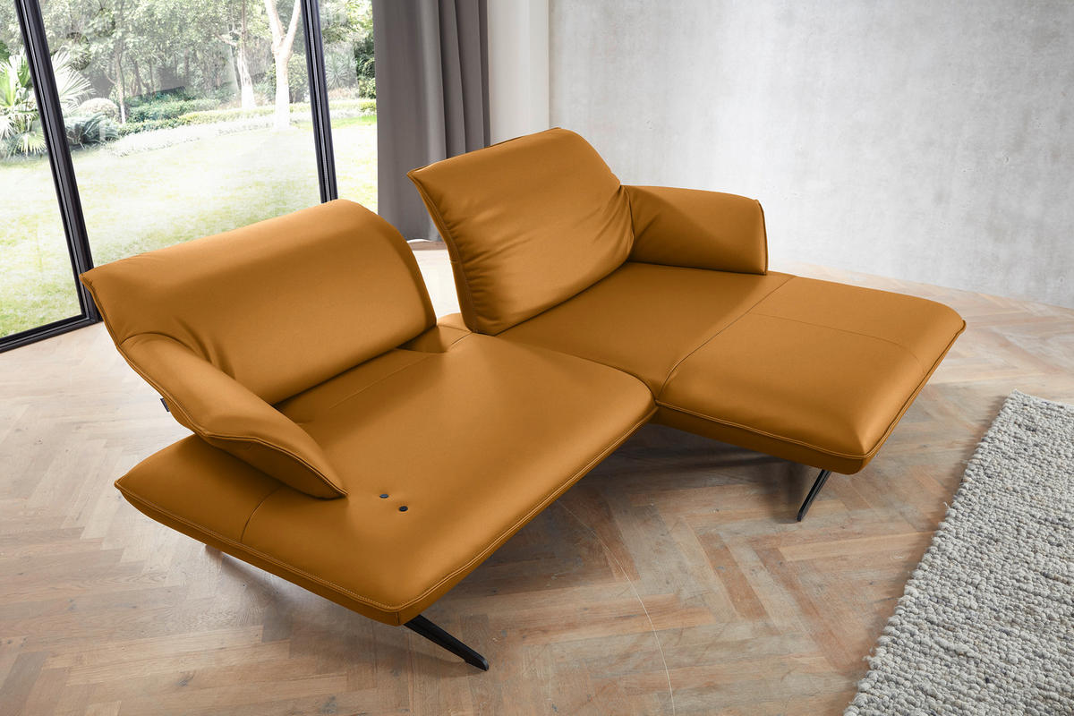 ECKSOFA in Echtleder Goldfarben  - Beige/Goldfarben, Design, Leder/Metall (252/169cm) - Koinor