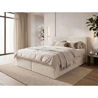 BOXBETT 180/200 cm,  in Creme, Bettkasten, Topper, H3 + H3 = fest  - Chromfarben/Creme, MODERN, Holz/Kunststoff (180/200cm) - MID.YOU