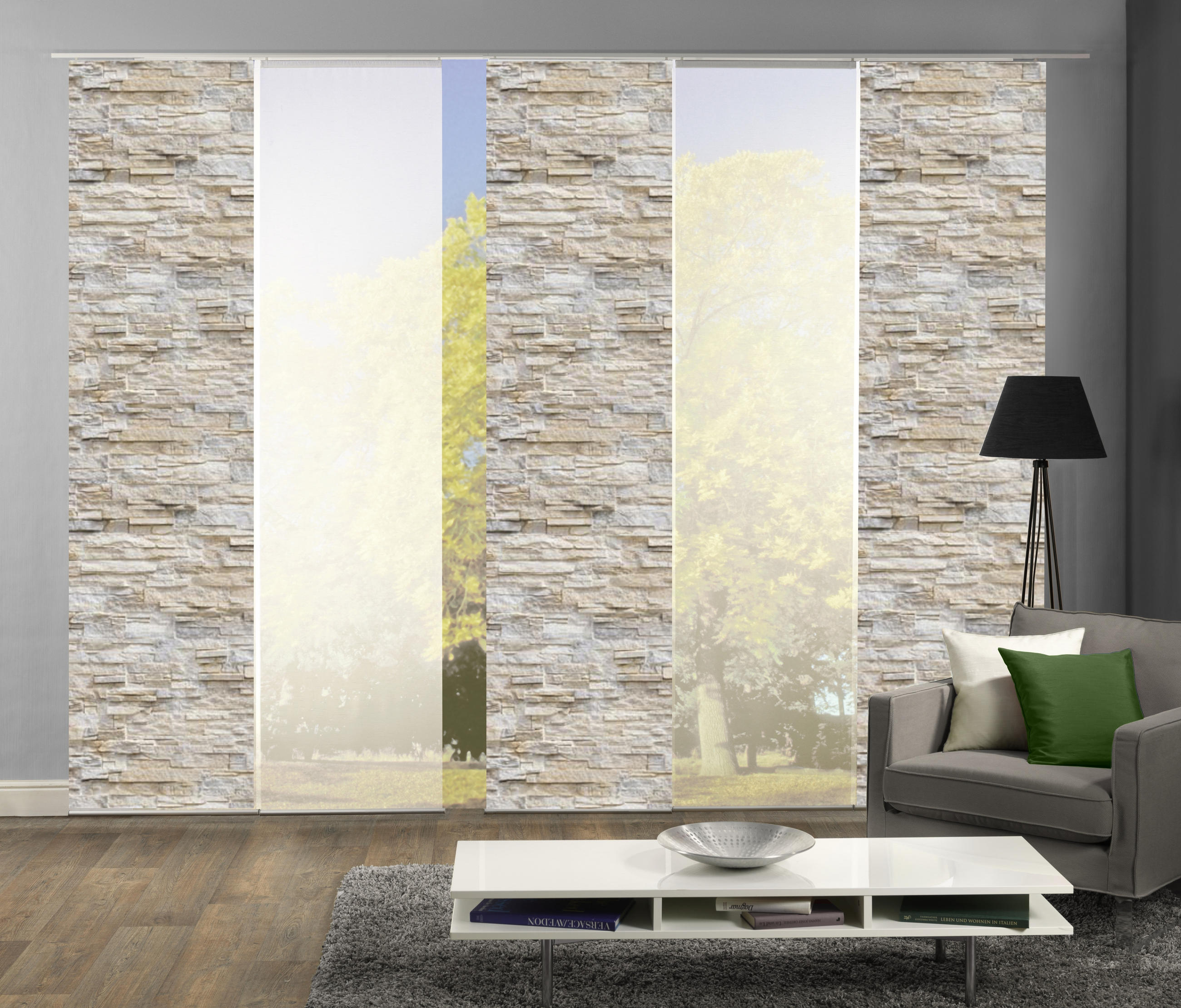 FLÄCHENVORHANG  5 Stück  halbtransparent   60/245 cm  - Naturfarben, Design, Textil (60/245cm)