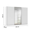 SCHWEBETÜRENSCHRANK 301/236/68 cm 3-türig Weiß Hochglanz, Weiß  - Weiß Hochglanz/Alufarben, Basics, Glas/Holzwerkstoff (301/236/68cm) - Novel