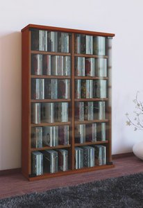 CD Regal in Kirschbaumfarben mit Türen aus Glas CD Regal in Kirschbaumfarben mit Türen aus Glas