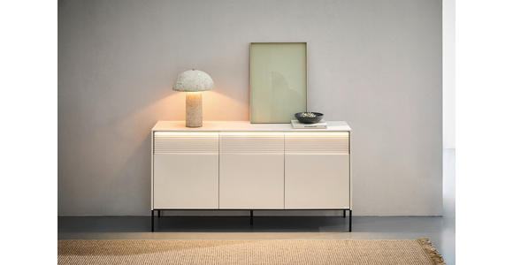 SIDEBOARD  167/85/40 cm 3 Schublade(n)  - Beige/Schwarz, Design, Holzwerkstoff/Metall (167/85/40cm) - Voleo
