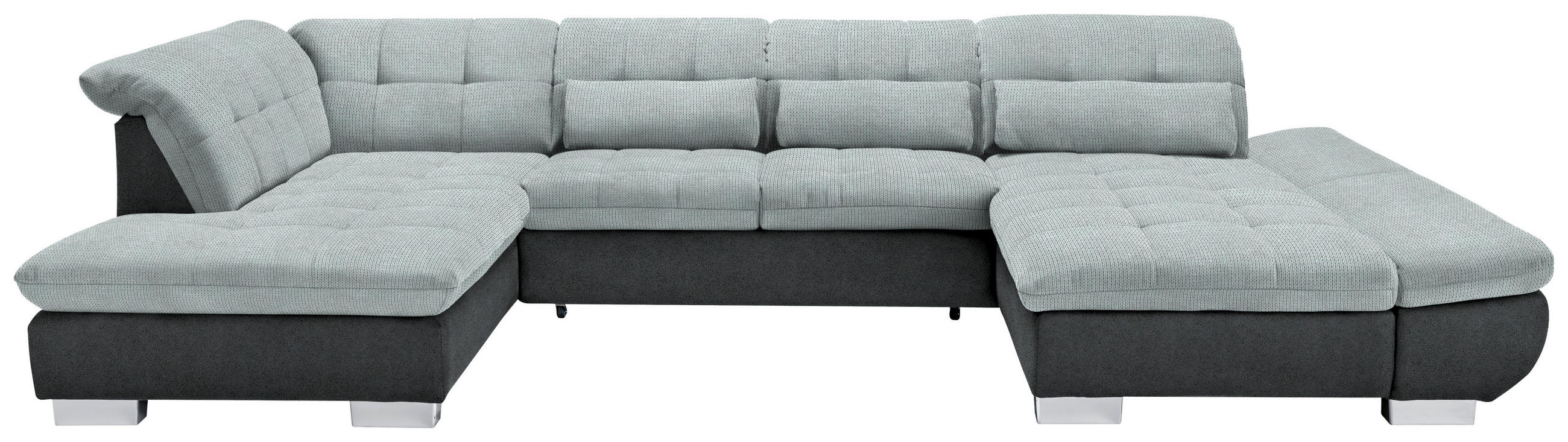 WOHNLANDSCHAFT in Mikrofaser Platinfarben  - Platinfarben/Chromfarben, Design, Kunststoff/Textil (211/350/204cm) - Xora