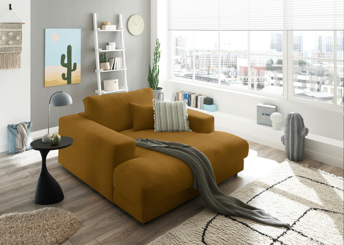 XXL-SESSEL in Chenille Hellgrün, Senfgelb  - Senfgelb/Schwarz, Design, Kunststoff/Textil (150/86/170cm) - Lomoco
