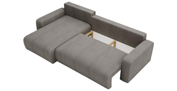 ECKSOFA in Cord Dunkelgrau  - Dunkelgrau/Schwarz, MODERN, Kunststoff/Textil (150/245cm) - Carryhome