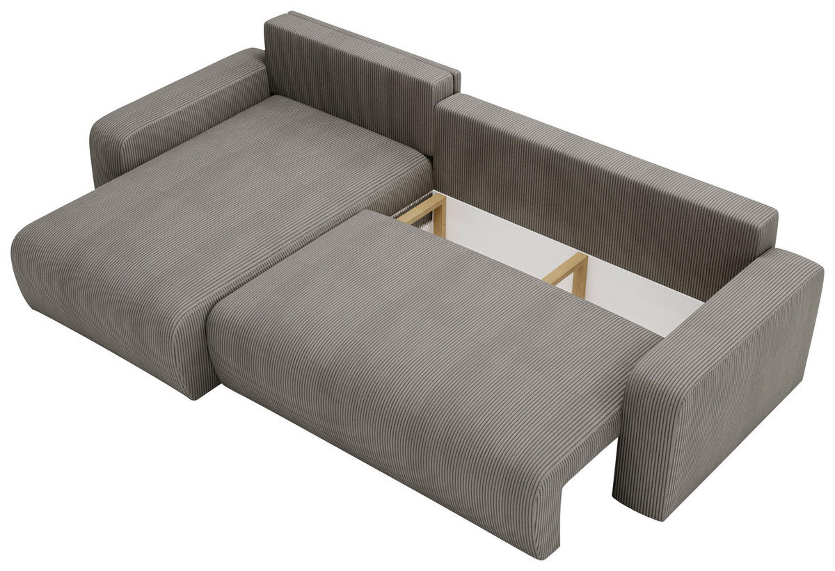 ECKSOFA in Cord Dunkelgrau  - Dunkelgrau/Schwarz, Modern, Kunststoff/Textil (150/245cm) - Carryhome