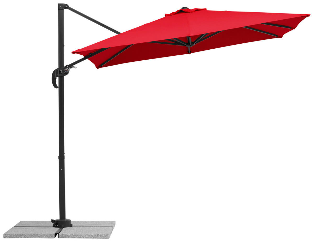 BOČNÍ SLUNEČNÍK 300/239/230 cm - antracitová/červená, Basics, kov/textil (300/239/230cm)