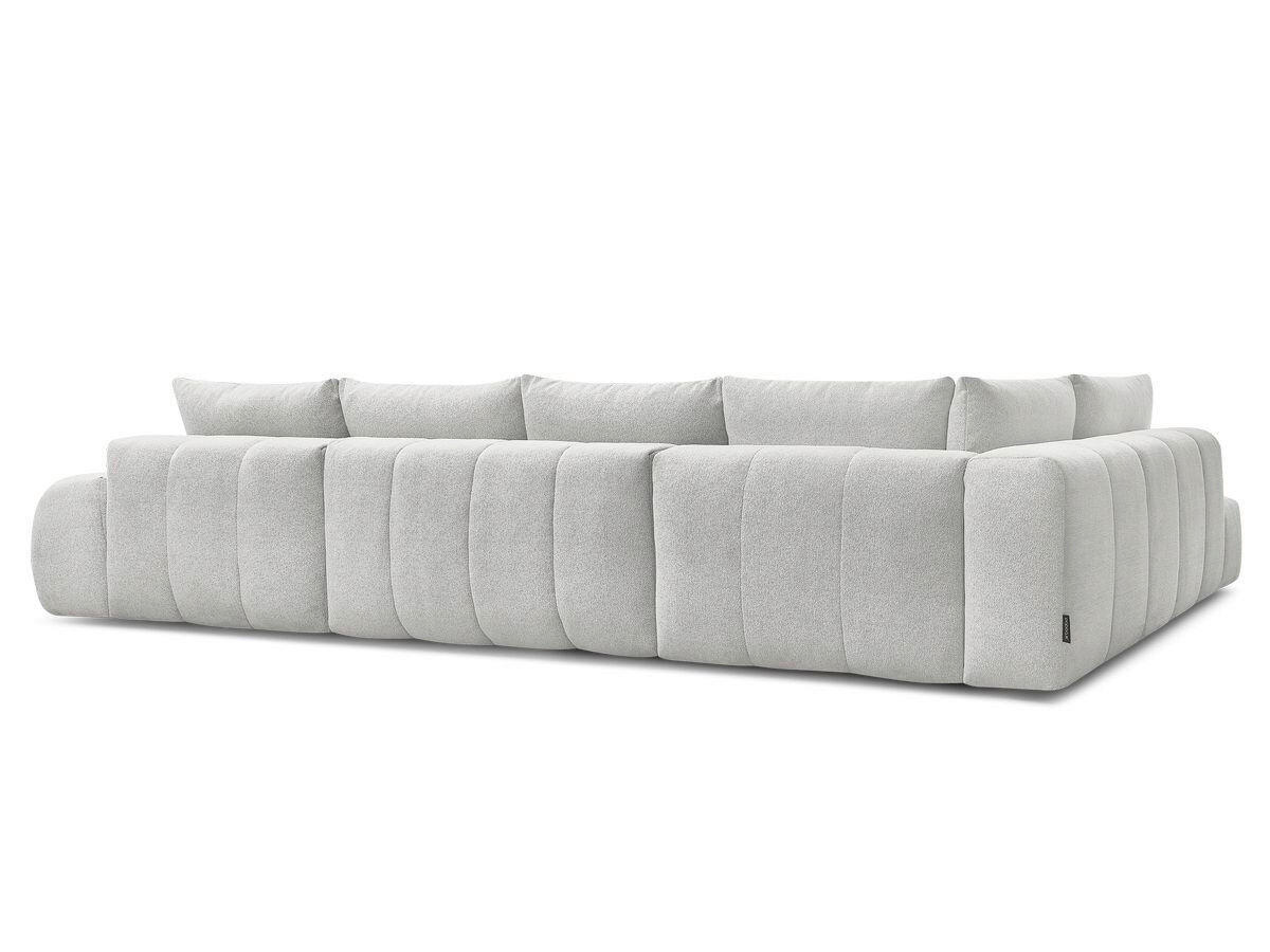 ECKSCHLAFSOFA EVEREST  mit Rücken echt, Armteil links, Armteil rechts Flachgewebe Hellgrau  - Hellgrau/Schwarz, MODERN, Kunststoff/Textil (212/423/198cm)