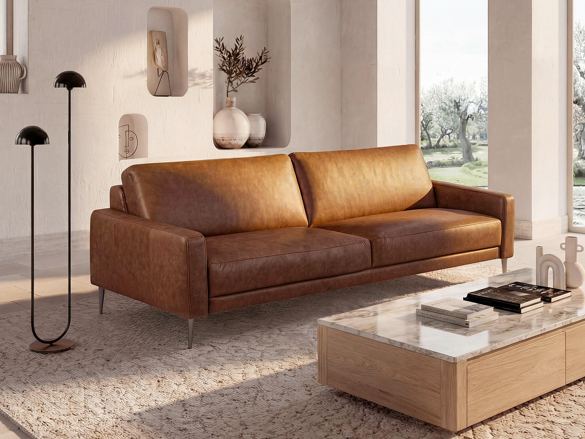 Livetastic 3,5-Sitzer Spring Braun 207x85x92 cm