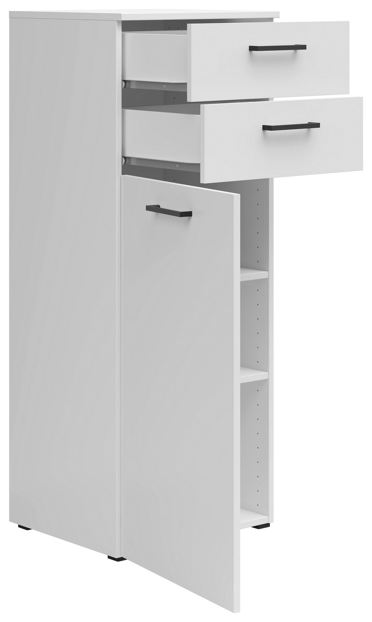 KOMODA, bílá, 45/115/40 cm - bílá/černá, Moderní, kompozitní dřevo/plast (45/115/40cm) - Carryhome