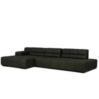 ECKSOFA in Flachgewebe Olivgrün  - Schwarz/Olivgrün, Konventionell, Textil/Metall (356/169cm) - Designwerk