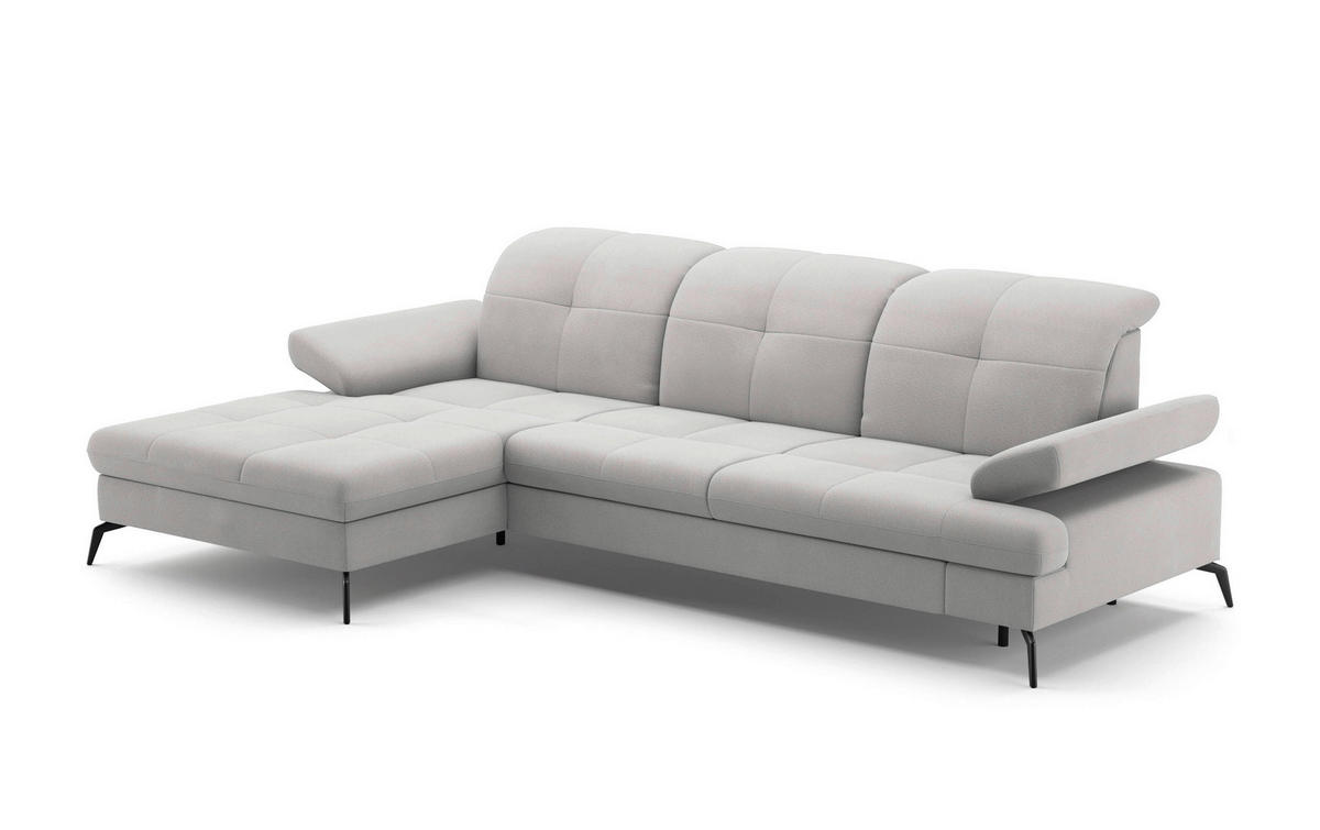 ECKSOFA Silberfarben Flachgewebe  - Silberfarben/Schwarz, KONVENTIONELL, Textil/Metall (185/279cm) - Sit & More