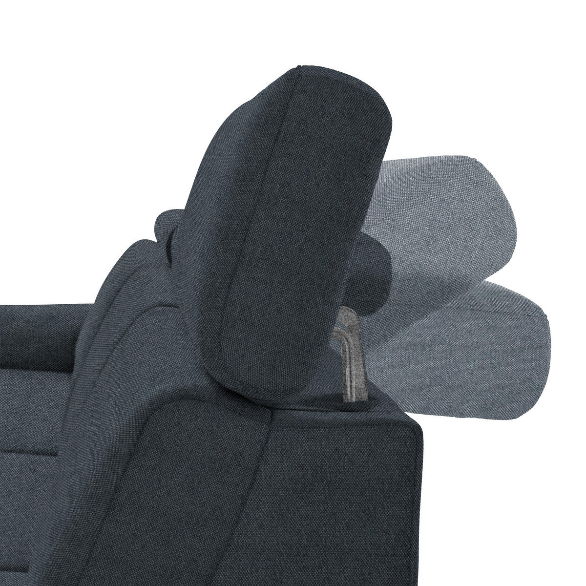 ECKSOFA in Flachgewebe Anthrazit  - Anthrazit/Schwarz, Konventionell, Textil/Metall (182/304cm) - Pure Home Comfort