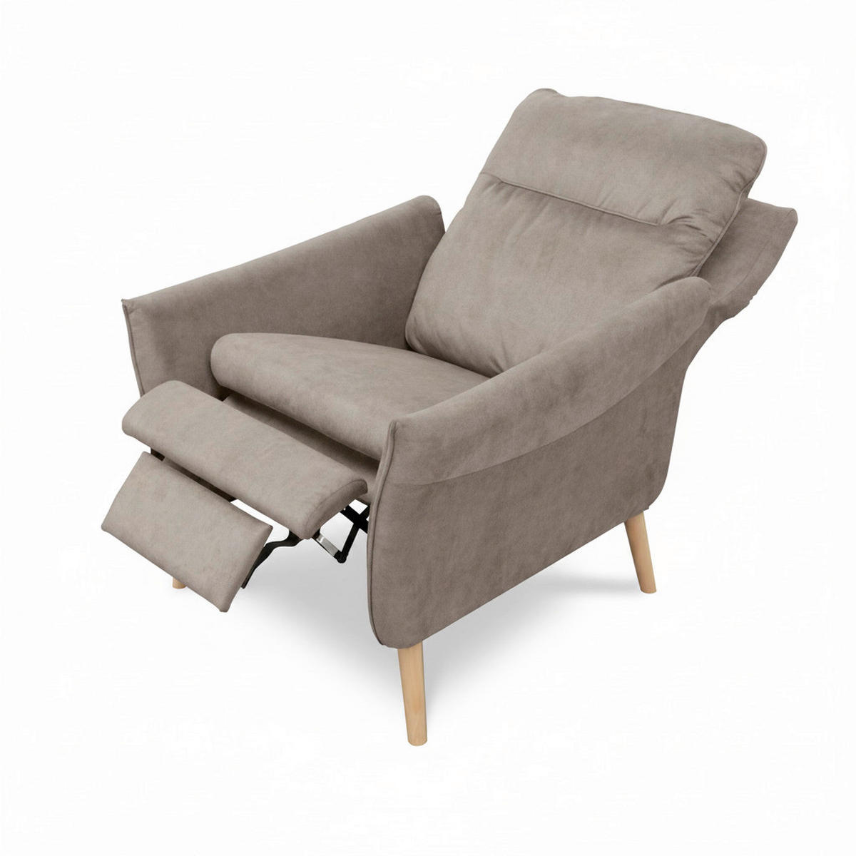 RELAXSESSEL in Textil Taupe  - Taupe/Buchefarben, Design, Holz/Textil (88/110/92cm) - Livetastic