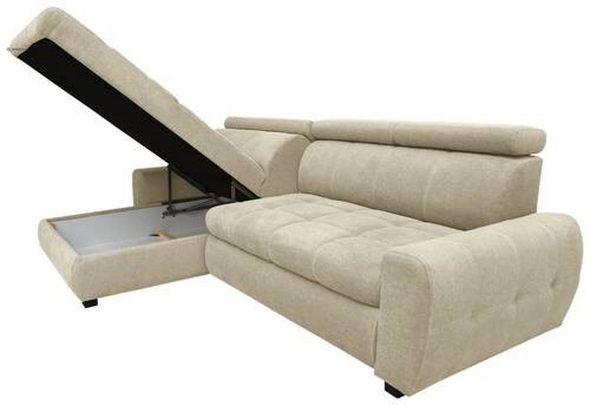 ECKSOFA Beige Webstoff  - Beige/Schwarz, Design, Kunststoff/Textil (276/173cm) - Stylife