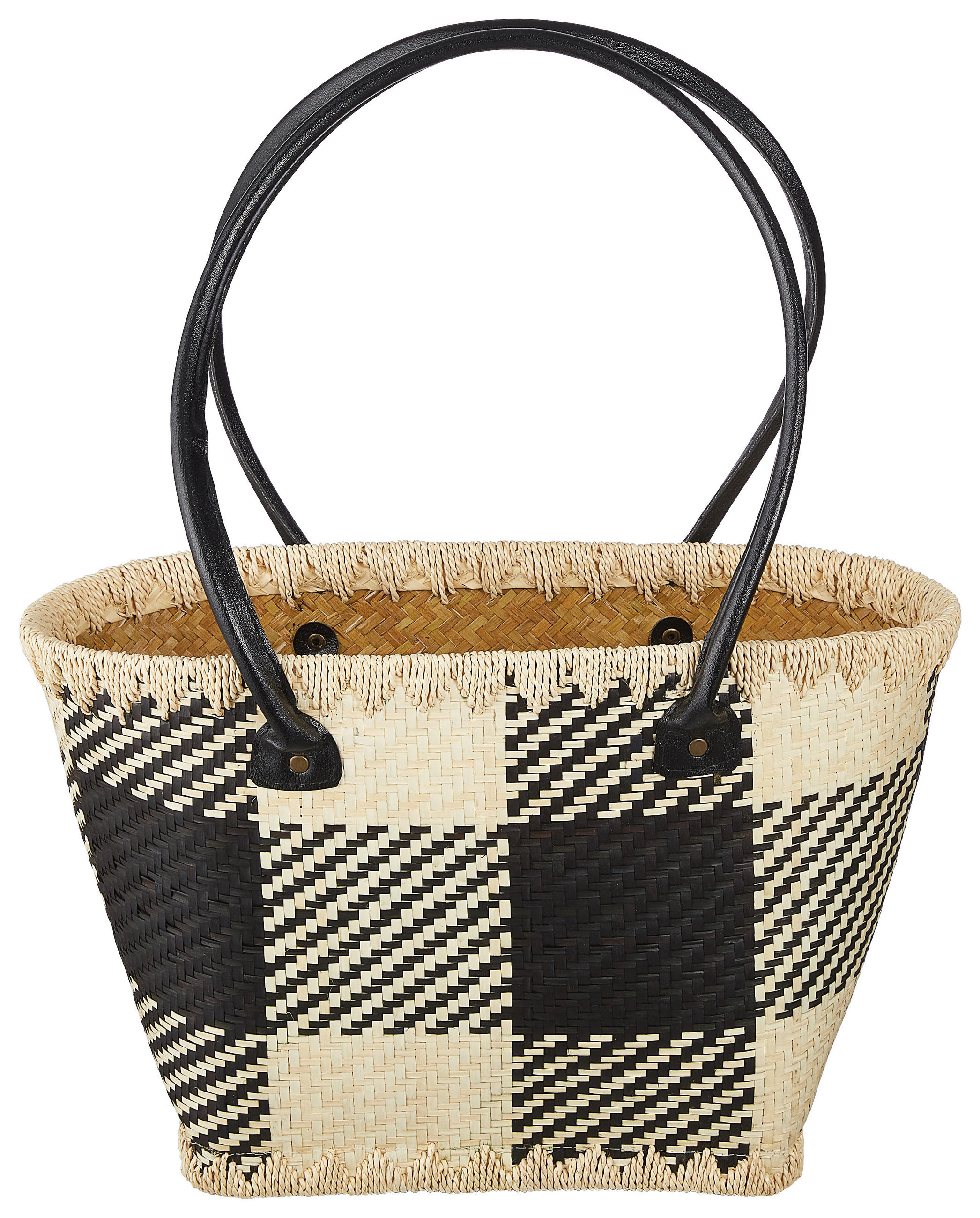 EINKAUFSKORB 18 L  - Schwarz/Naturfarben, Trend, Naturmaterialien/Textil (38/19-29/15-28cm) - Ambia Home