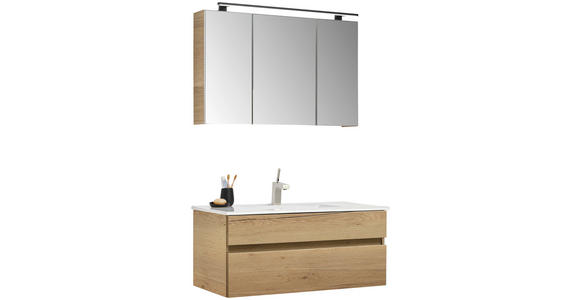 BADEZIMMER 3-teilig  in 102 cm  - Eichefarben/Weiß, Design, Glas/Keramik (102cm) - Novel