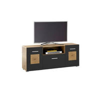 LOWBOARD  in 140/58/38 cm  - Silberfarben/Schwarz, Design, Holzwerkstoff/Kunststoff (140/58/38cm) - MID.YOU
