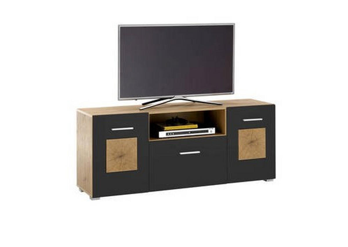 LOWBOARD  in 140/58/38 cm  - Silberfarben/Schwarz, Design, Holzwerkstoff/Kunststoff (140/58/38cm) - MID.YOU