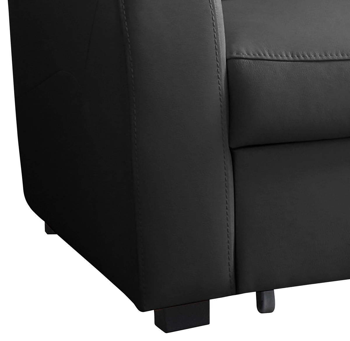 ECKSOFA in Lederlook Echtleder Schwarz  - Schwarz, Design, Leder/Kunststoff (227/168cm) - Livetastic